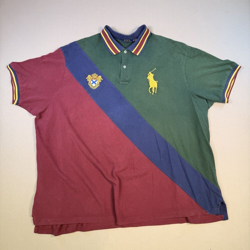 Polo Ralph Lauren Rugby Polo Shirt Mens 3X Colorblock Crest Big Pony Classic Fit